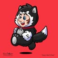 A self portrait of Nick Volkert in a Huskie Suit ala the Tanooki Suit in Super Mario 3.