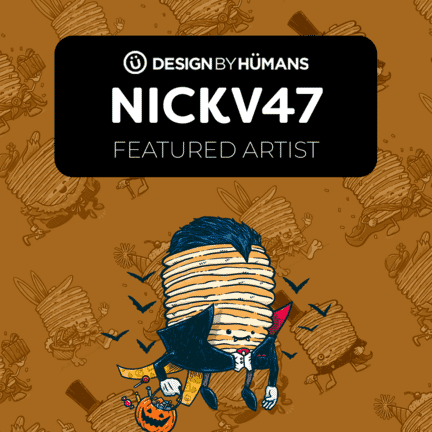 A spooky Captain Pancake floats in a feature graphic for Design By Humans