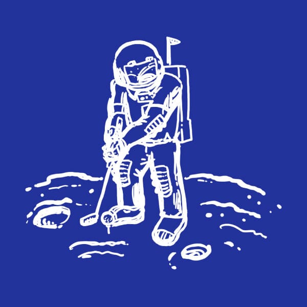 A rough sketch of a golfing astronaut in space!
