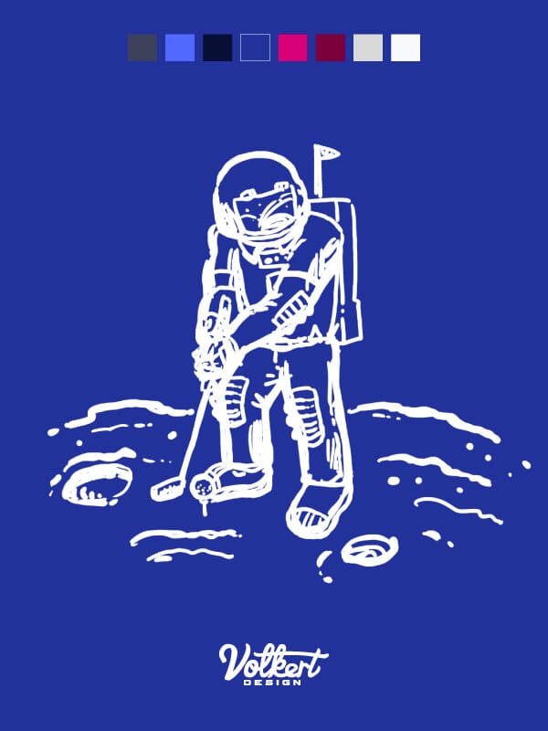 A rough sketch of a golfing astronaut in space!