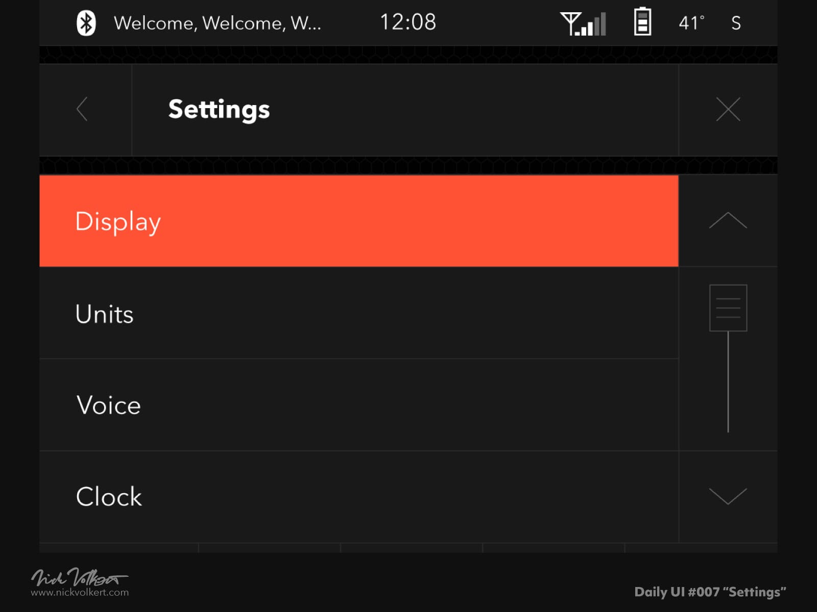 A clean and minimal interface design showcasing basic interactions on how to adjust interface brightness and updating the clock!