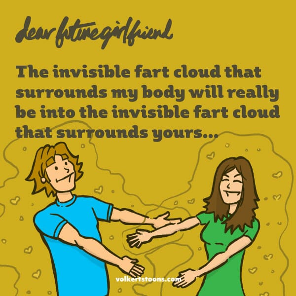 A couple enjoys each others company while surrounded by an invisible fart cloud.