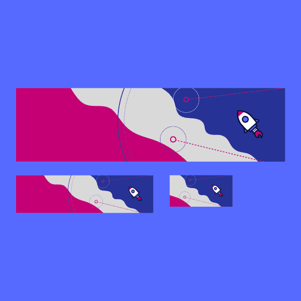 A hero design with the Aries Solutions rocket flying through an abstract wavy sky.