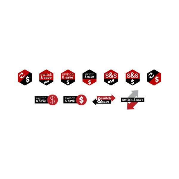 Badge explorations for the Switch and Save program on Grainger dot com to for use in the search and browse experience.