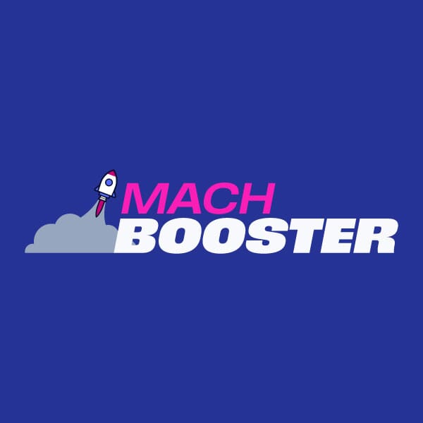 Primary Mach Booster logo for Aries Solutions with the text locked up with a rocket to the left of the text on a white background.,Primary Mach Booster logo for Aries Solutions with the text locked up with a rocket to the left of the text on a dark background.,Secondary Mach Booster logo for Aries Solutions with the rocket behind and on the right side on a white background,Secondary Mach Booster logo for Aries Solutions with the rocket behind the text to the right and on a dark background.,Hero image that went on the page for the Mach Booster offering with the logo rocket blasting off into space.