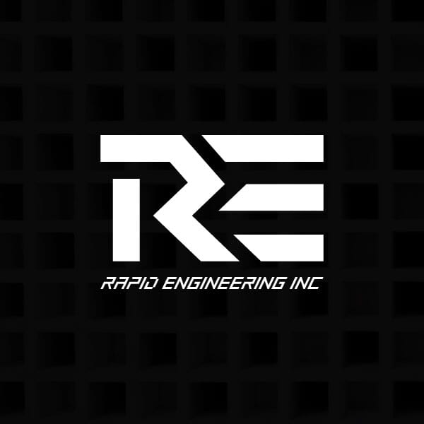 Rapid Engineering primary logo lockups in white text on a black background.,Rapid Engineering secondary logo lockups in white text on a black background.,Rapid Engineering primary logo lockups in black text on a white background.,Rapid Engineering secondary logo lockups in black text on a white background.