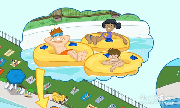 Mystic Waters Water Park | Lazy River Detail | Nick Volkert Detail of kids enjoying the lazy river from Mystic Waters