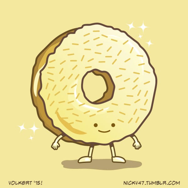 A donut made of gold stands proud with sparkles and sprinkles.