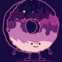 A donut that is made from ingredients of the cosmos and is full of stars.