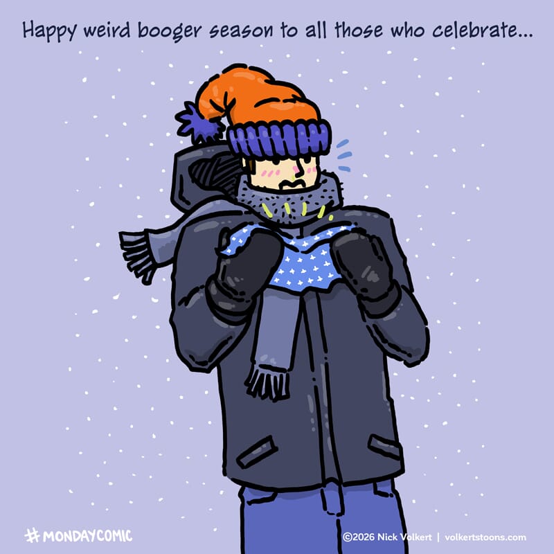 A local Midwestern man brings in some of the creatures of the forest to cool off and watch a movie togther.