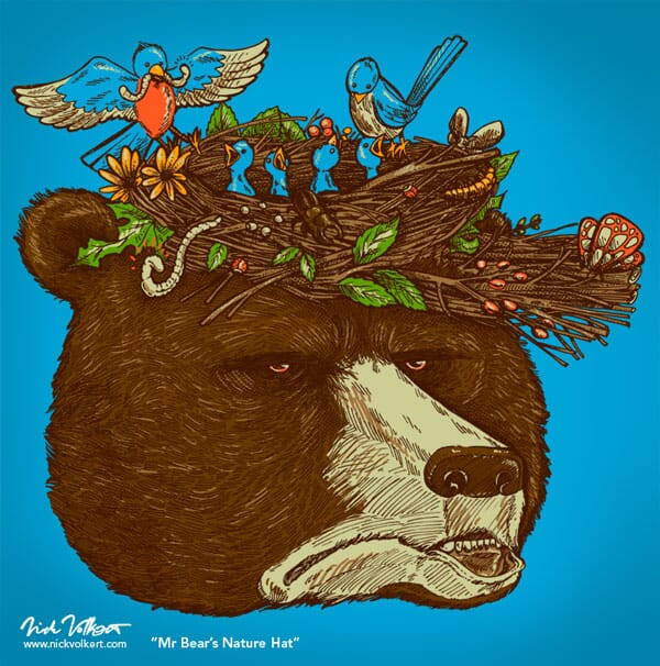 Mr Bears Nature Hat | Nick Volkert aka nickv47 An annoyed grizzly bear deals with springtime birds making him a hat that serves as their nest.