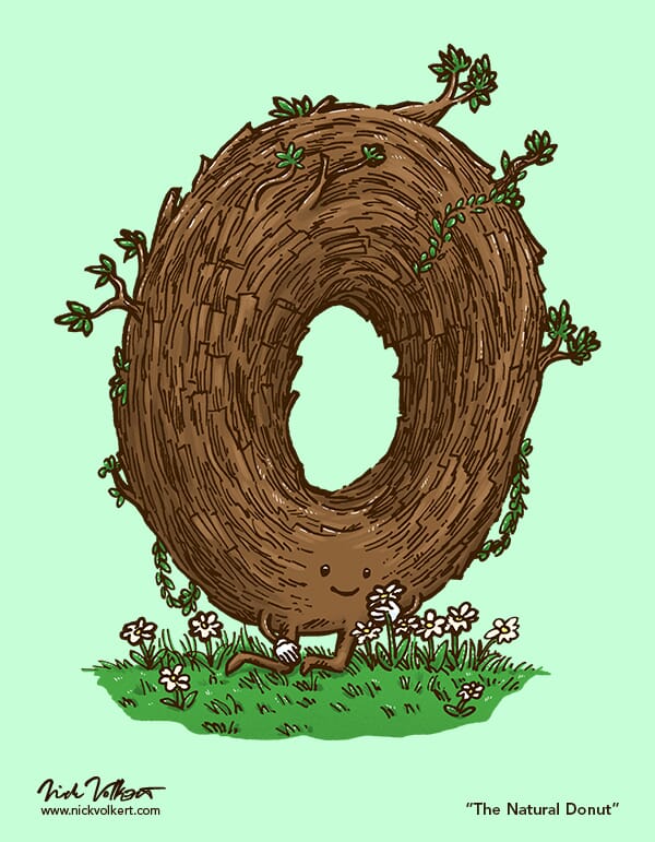 A donut made of twigs begins to bud leaves while enjoying nature.