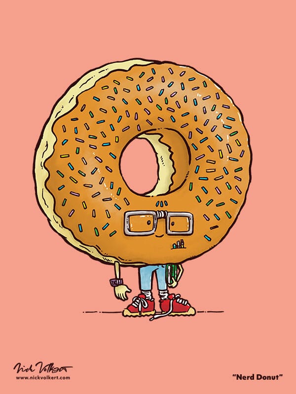 Nerd Donut | Nick Volkert A nerdy maple donut with glasses and a pockey protector.