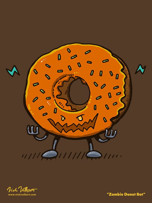 Zombie Donut Bot | Nick Volkert A donut that's been turned into a zombie with robotic parts!