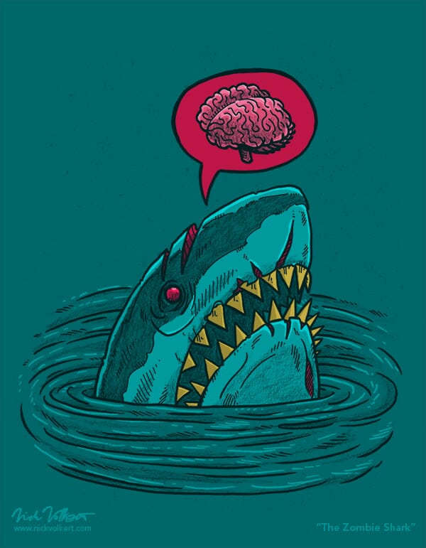 Zombie Shark | Nick Volkert aka nickv47 A shark pops out of the water that is a zombie.
